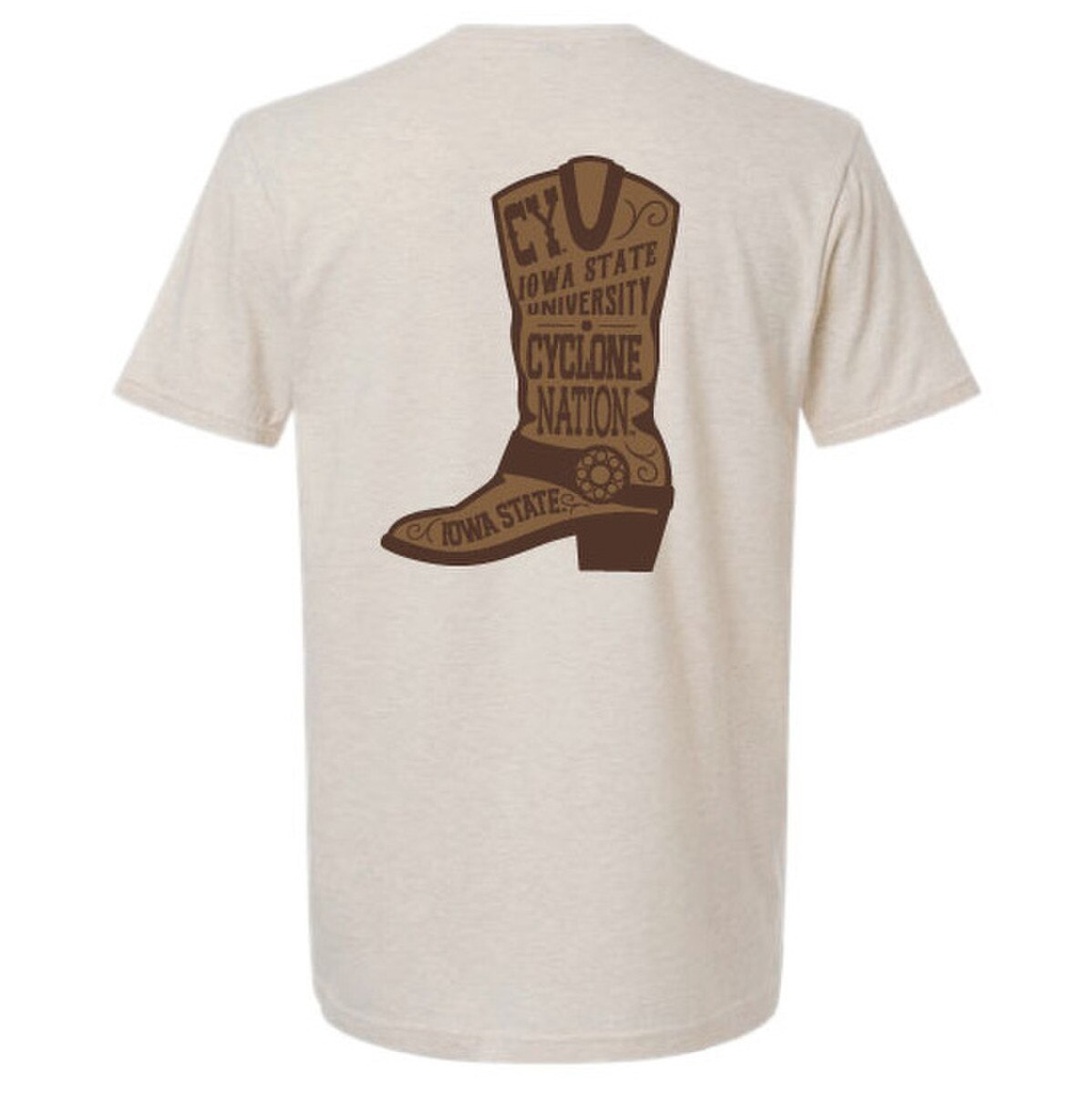 College House Cyclone Brown Boot Cream Short Sleeve T-Shirt back vendor image